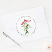 kerstWaterverf Mistletoe-adreslabel Ronde Sticker (Envelop)