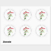 kerstWaterverf Mistletoe-adreslabel Ronde Sticker (Vel)