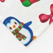 kerstWaterverf Penguin Snowman Fox Pattern Fleece Deken (Hoek)