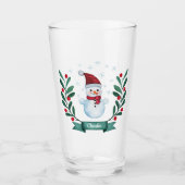 kerstWaterverf Snowman op maat Glas (Voorkant)