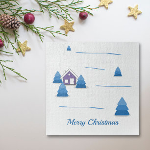kerstWaterverf Snowy Landschap Puzzle Legpuzzel