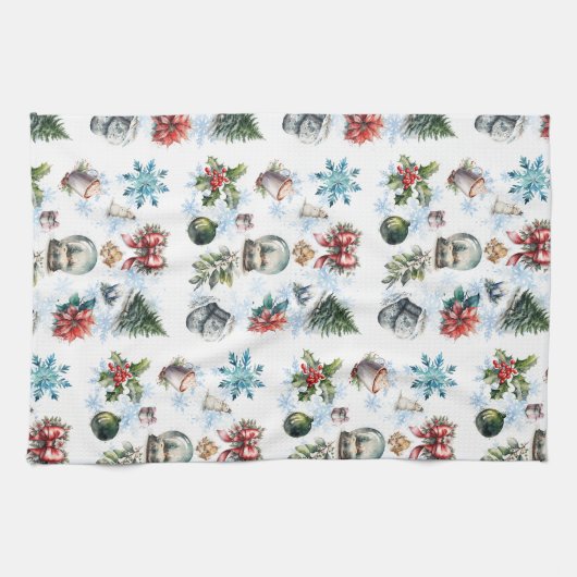 kerstWaterverf Theedoek (Horizontaal)