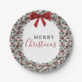 kerstWaterverf Wreath Papieren Bordje (Voorkant)