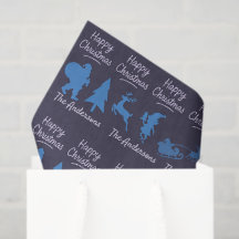 Kerstweefpapier - Blauwe Silhouet Ontwerp