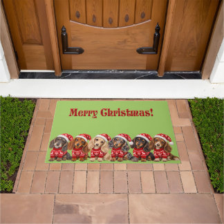Kerstween Dachshond Puppy's Deurmat