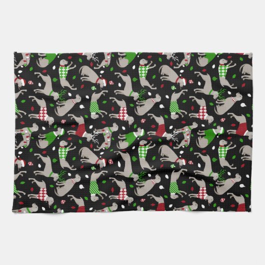kerstweimaraner Dog Theedoek (Horizontaal)