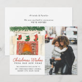 Kerstwens Fireplace Foto Holiday Movement Aankondiging (Voorkant / Achterkant)