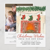 Kerstwens Fireplace Foto Holiday Movement Aankondiging (Voorkant / Achterkant)