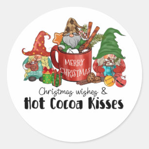 Kerstwens Hot Cocoa Kisses Ronde Sticker