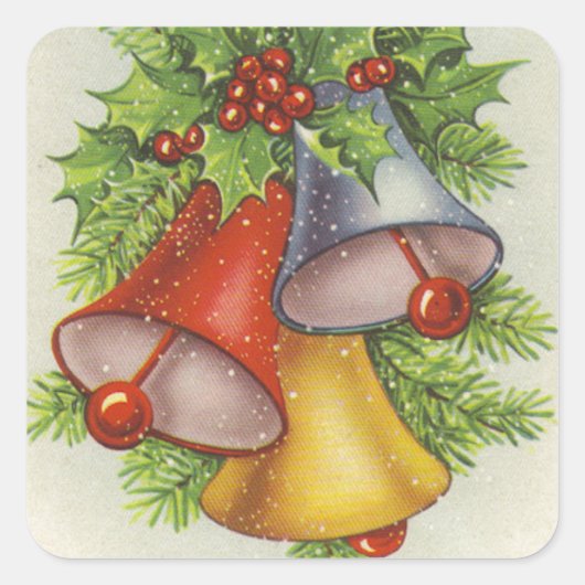 Kerstwens Jingle Bells Vierkante Sticker (Voorkant)