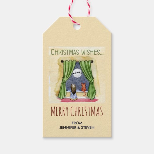 Kerstwens Kind- en Keukenkat-Kerstmis Cadeaulabel (Voorkant)