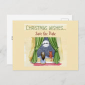 Kerstwens Kind & Keukenkat sparen de Datum Briefkaart (Voorkant / Achterkant)