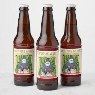 Kerstwens Kute Child & Kitty Cat Xmas Bier Etiket