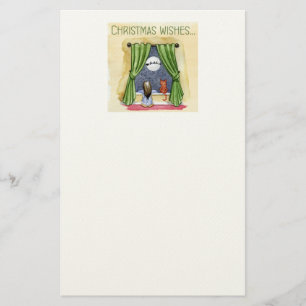 Kerstwens Kute Child & Kitty Cat Xmas Briefpapier