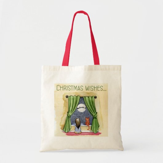 Kerstwens Kute Child & Kitty Cat Xmas Tote Bag (Voorkant)
