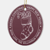 Kerstwens Oudroze Breistokoudroze Keramisch Ornament (Links)