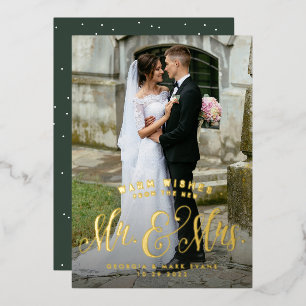 Kerstwens voor pasgehuwden, meneer en mevrouw, 1 f folie feestdagenkaart