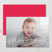 Kerstwensen Bewerkbare Kleur Vakantiefoto Kaart (Voorkant / Achterkant)