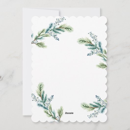 Kerstwensen Boho Spruce en Fir Feestdagenkaart (Achterkant)