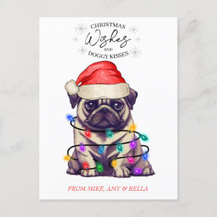 kerstwensen Dog Puppy Kisses Cute Pet Aangepast Briefkaart