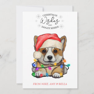 kerstwensen Dog Puppy Kisses Cute Pet Aangepast Feestdagenkaart