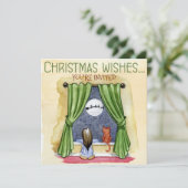 Kerstwensen Kind & Katje Kerstfeest Kaart (Staand voorkant)