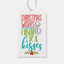 Kerstwensen Mistletoe Kisses Custom Gift Labels