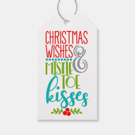 Kerstwensen Mistletoe Kisses Custom Gift Labels Cadeaulabel