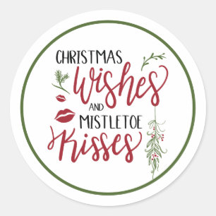Kerstwensen Mistletoe Kisses Quote Ronde Sticker
