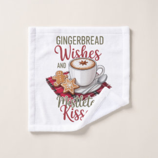 Kerstwensen van gemberkoek en Mistletoe Kussen Ker Bad Handdoek