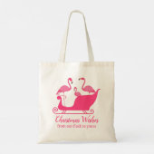 Kerstwensen van onze kudde flamingo tote bag (Achterkant)