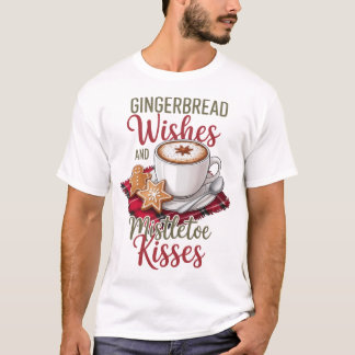Kerstwensen van peperkoek en Mistletoe Kusjes Kers T-shirt