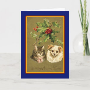 kerstwensen voor honden en katten feestdagen kaart