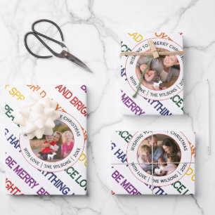 kerstwensen voor regenboogkleuren: feestfoto inpakpapier vel