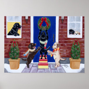 kerstwerk voor labradors poster