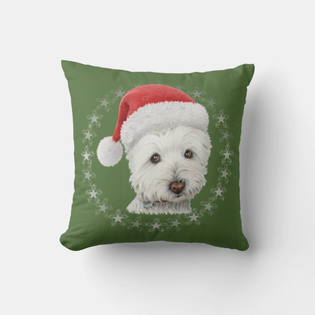 kerstwestie Dog Art Pillow Kussen (Voorkant)