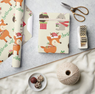 Kerstwijken Kinderen met kerst van jute Woodland Cadeaupapier