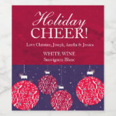 Kerstwijn etiket met rode blauwe naam (Enkel label)