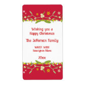 Kerstwijn gepersonaliseerd etiket mistletoe red (Voorkant)