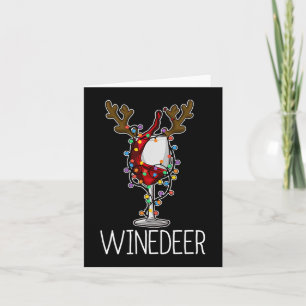 Kerstwijn liefhebber rendier rood wijnglas kaart