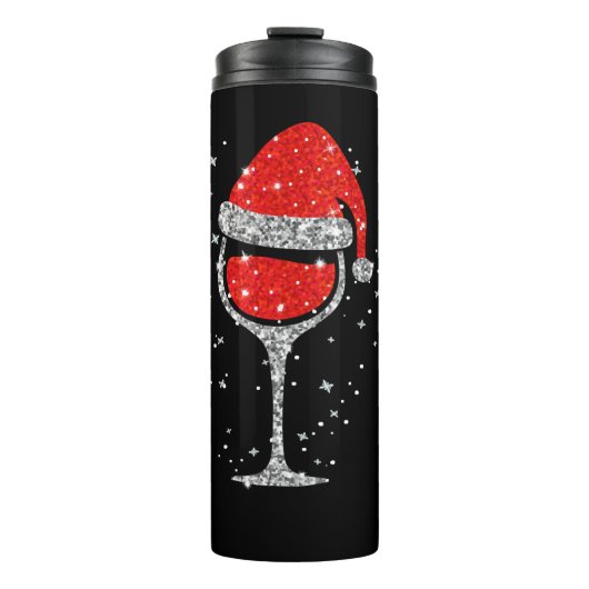 Kerstwijn Snowflakes Santa Hat Red Wine Thermosbeker (Voorkant)
