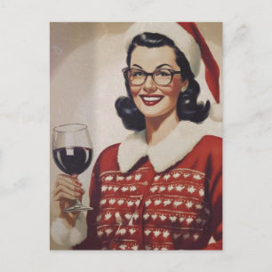 Kerstwijn Vrouw Briefkaart