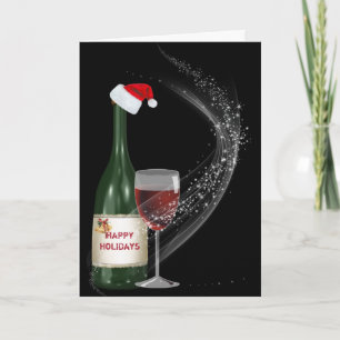 kerstwijnfles en -glas kaart