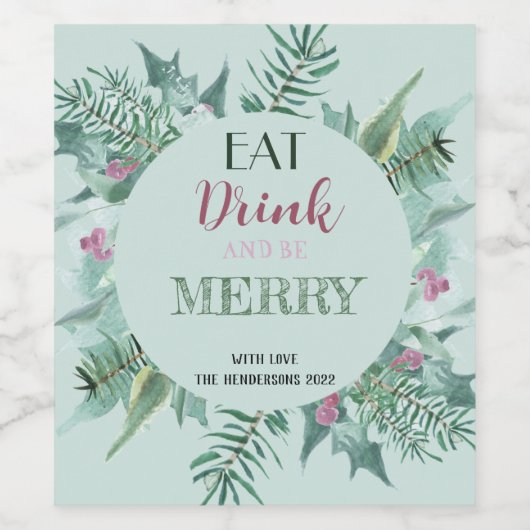 kerstwijnlabel wijn etiket (Enkel label)