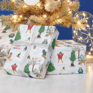 Kerstwild in Snowflakes Cadeaupapier