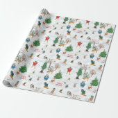 Kerstwild in Snowflakes Cadeaupapier (Uitgerold)