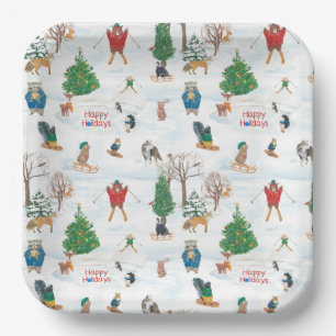 Kerstwild in Snowflakes Papieren Bordje