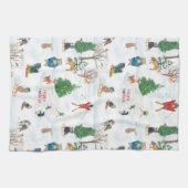 Kerstwild in Snowflakes Theedoek (Horizontaal)