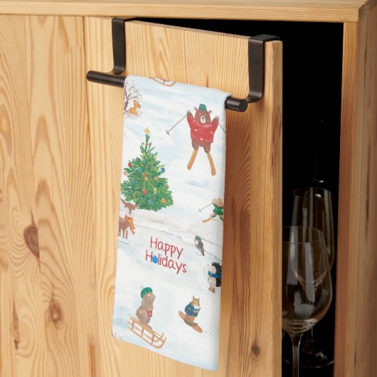 Kerstwild in Snowflakes Theedoek (Derde Gevouwen)