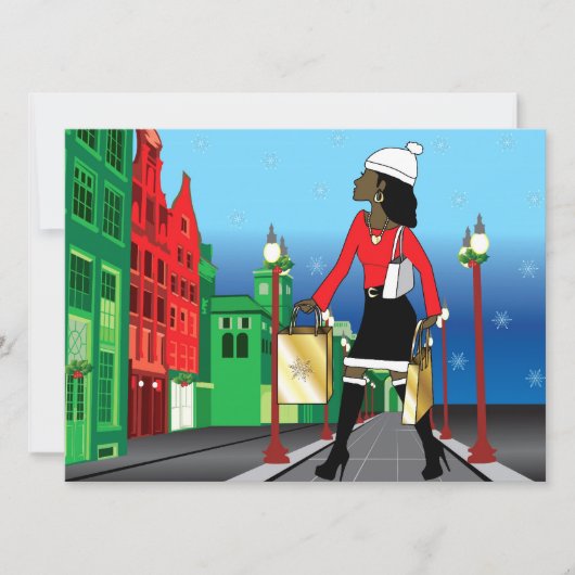 Kerstwinkelen met mode geklede tassen kaart (Voorkant)